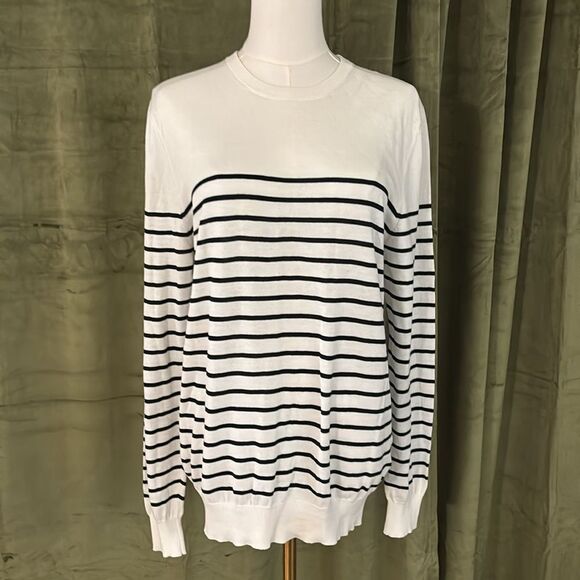 Suitsupply pure cotton Black and White Striped Sweater, M - Picture 2 of 8